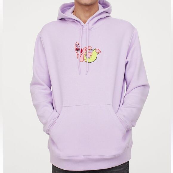 Divided H&M Light Purple Patrick Star Regular Fit Hoodie Sweatshirt Size M - Picture 1 of 11